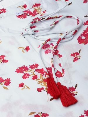 tie up neck floral a-line dress - 16723217 - Standard Image - 4