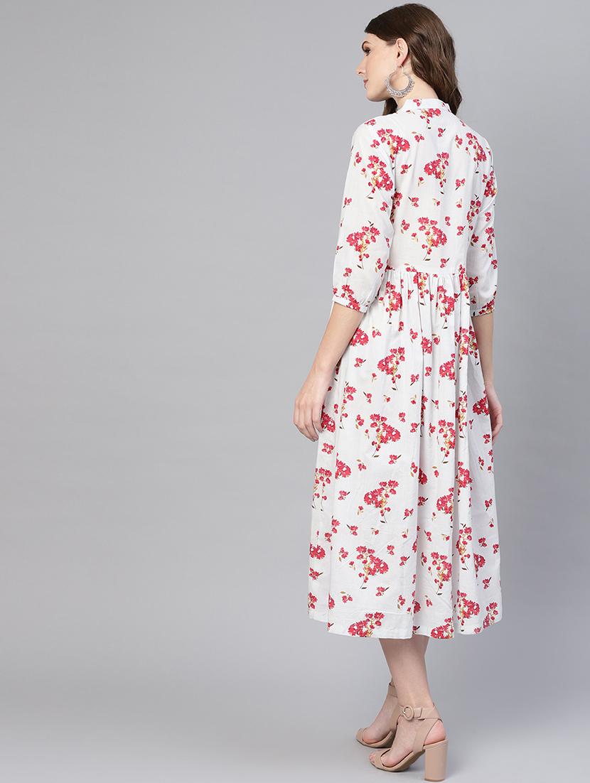 tie up neck floral a-line dress - 16723217 - Zoom Image - 3