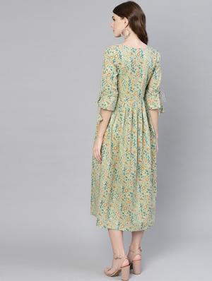 round neck gathered a-line dress - 16723221 - Standard Image - 3