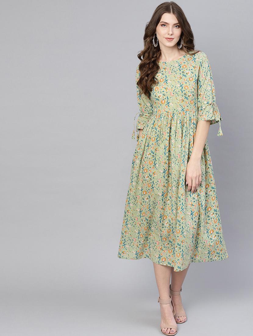 round neck gathered a-line dress - 16723221 - Zoom Image - 1