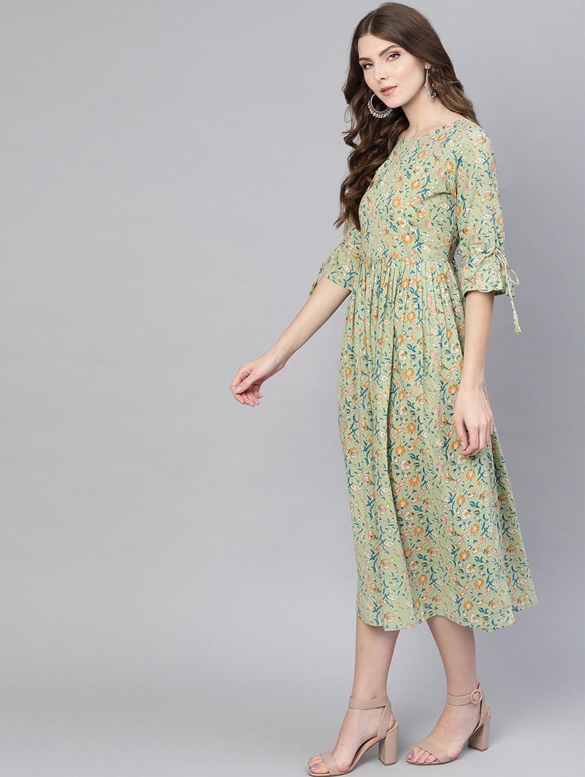 round neck gathered a-line dress - 16723221 - Zoom Image - 2
