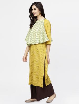 printed cape straight kurta - 16723246 - Standard Image - 2