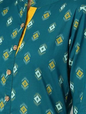 teal printed straight kurta - 16723247 - Standard Image - 4