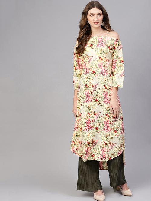 floral high-low kurta - 16723249 - Standard Image - 1