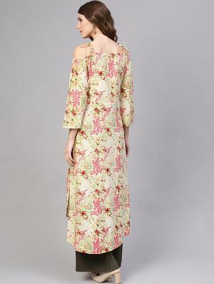floral high-low kurta - 16723249 - Standard Image - 3