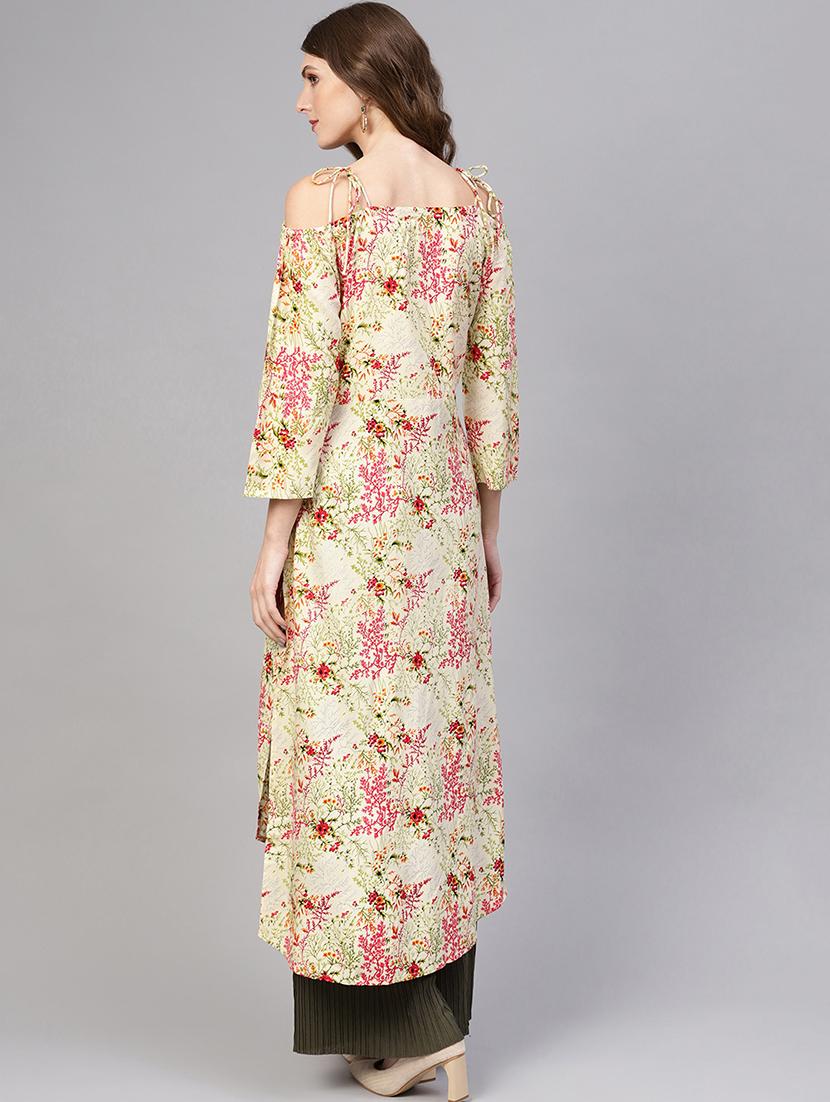 floral high-low kurta - 16723249 - Zoom Image - 3