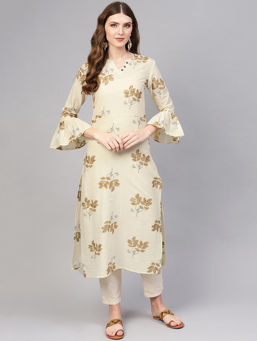 bell sleeves straight kurta - 16723252 - Zoom Image - 1