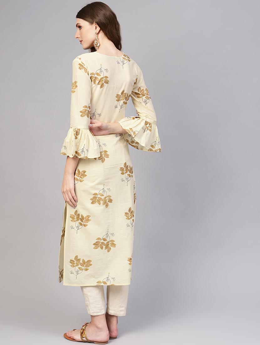 bell sleeves straight kurta - 16723252 - Zoom Image - 3