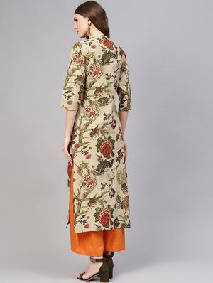 floral straight kurta - 16723255 - Standard Image - 3