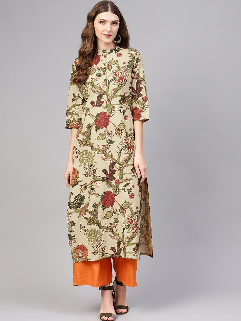 floral straight kurta - 16723255 - Zoom Image - 1