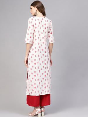 printed straight kurta - 16723259 - Standard Image - 3