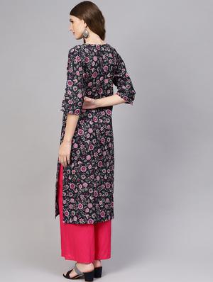 floral straight kurta - 16723260 - Standard Image - 3
