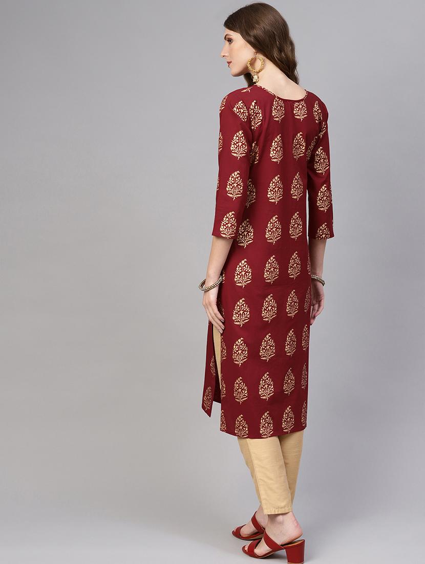 foil print straight kurta - 16723261 - Zoom Image - 3