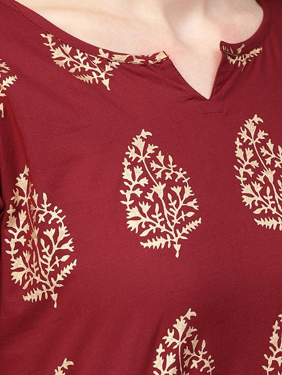 foil print straight kurta - 16723261 - Zoom Image - 4