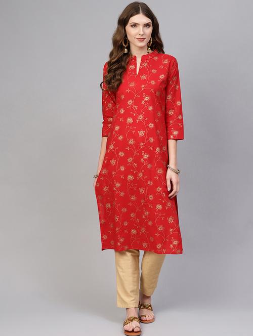 floral straight kurta - 16723264 - Standard Image - 1