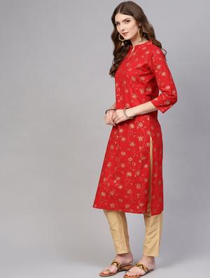 floral straight kurta - 16723264 - Standard Image - 2