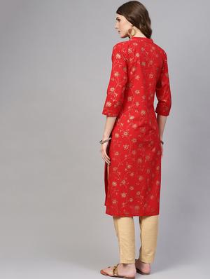 floral straight kurta - 16723264 - Standard Image - 3