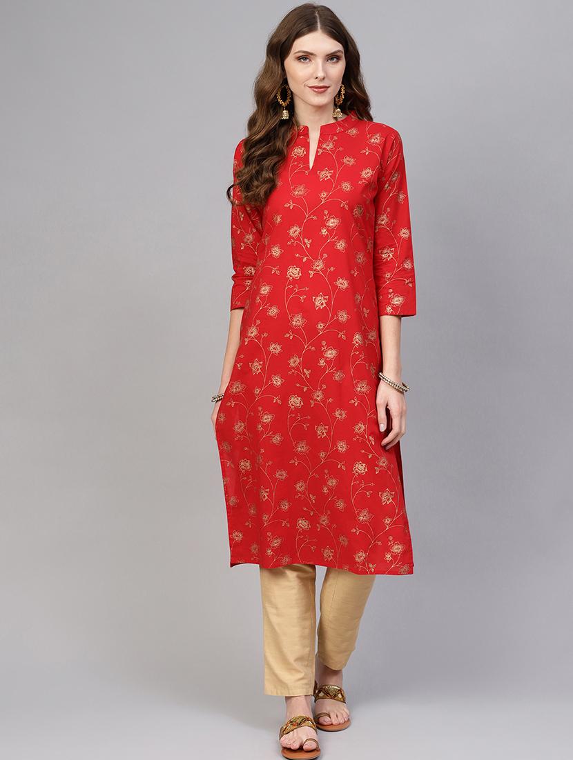 floral straight kurta - 16723264 - Zoom Image - 1