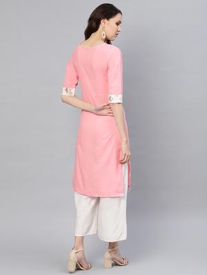 solid straight kurta - 16723273 - Standard Image - 3