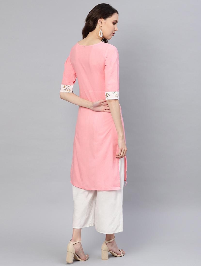 solid straight kurta - 16723273 - Zoom Image - 3