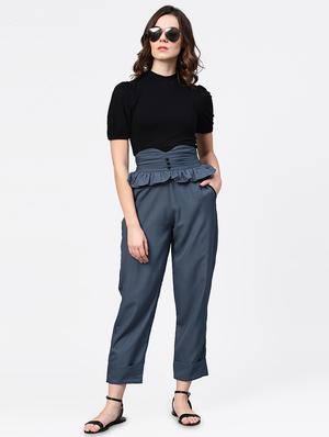 high rise frill detail trouser - 16723283 - Standard Image - 4