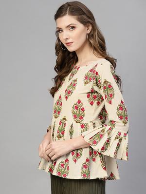 bell sleeved floral top - 16723285 - Standard Image - 2