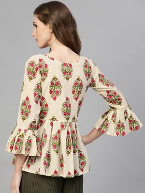 bell sleeved floral top - 16723285 - Standard Image - 3