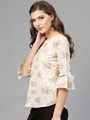 round neck floral top - 16723286 - Standard Image - 2