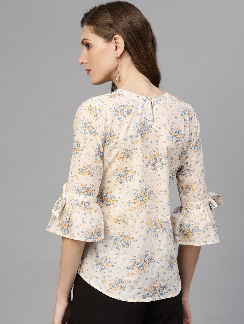 round neck floral top - 16723286 - Zoom Image - 3