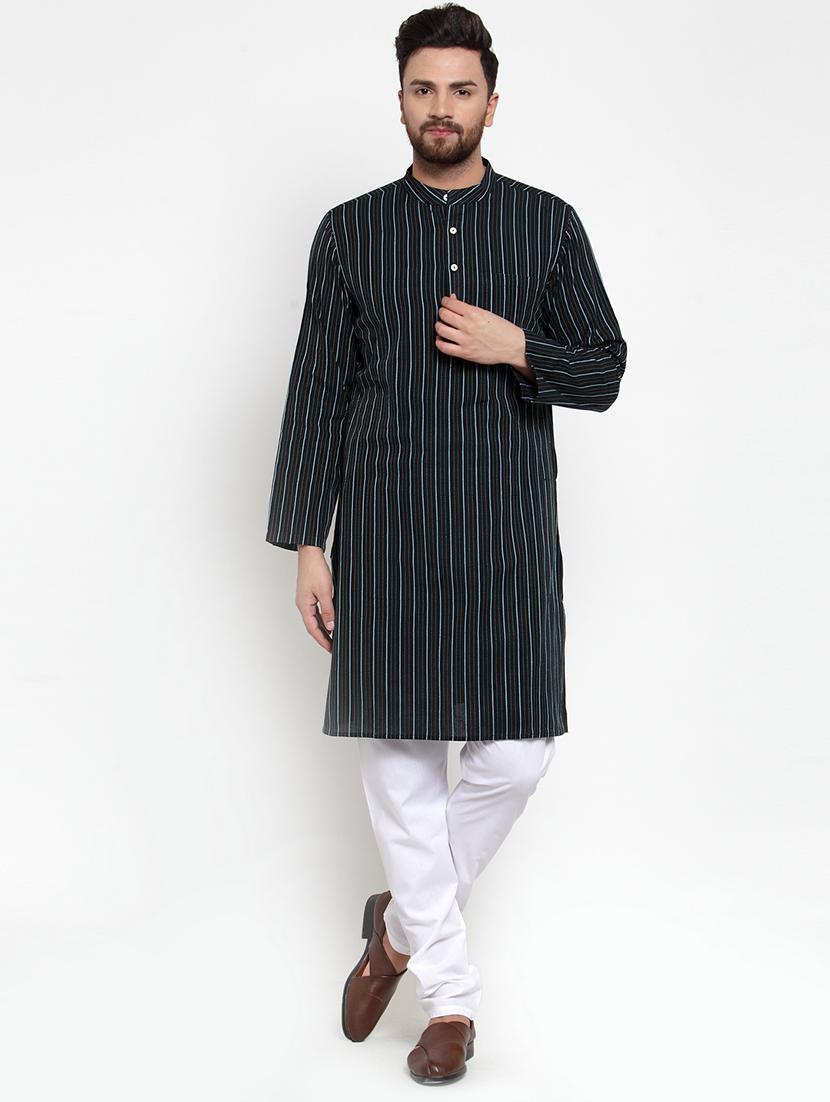 black striped long kurta - 16724125 - Zoom Image - 1