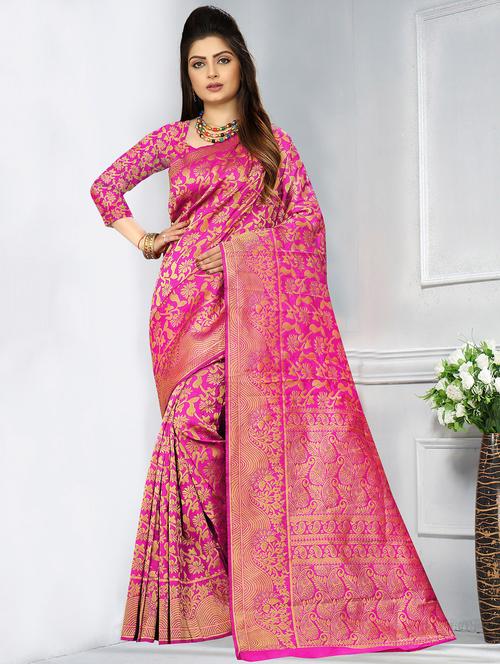 self design woven saree with blouse - 16724704 - Standard Image - 1