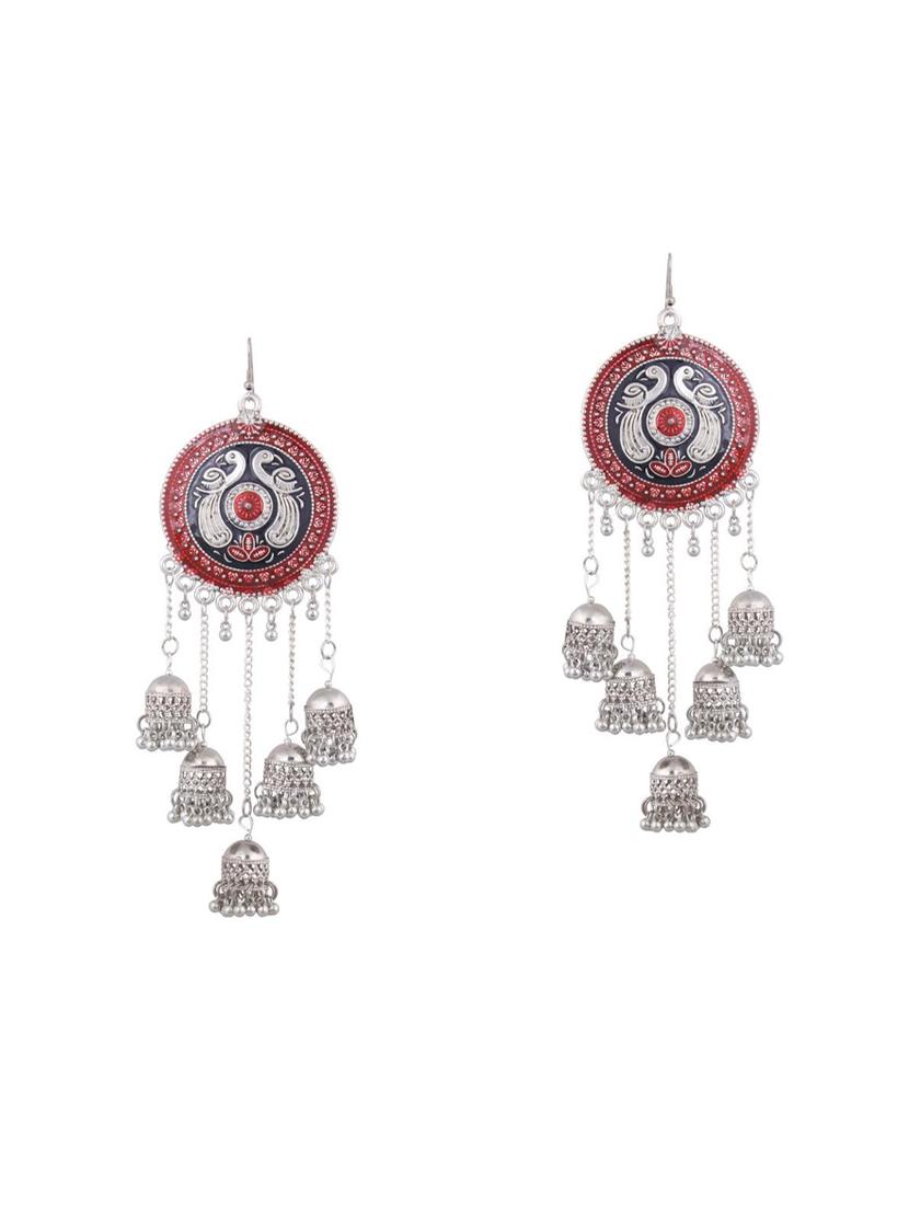 red metal jhumka earring - 16724729 - Zoom Image - 1