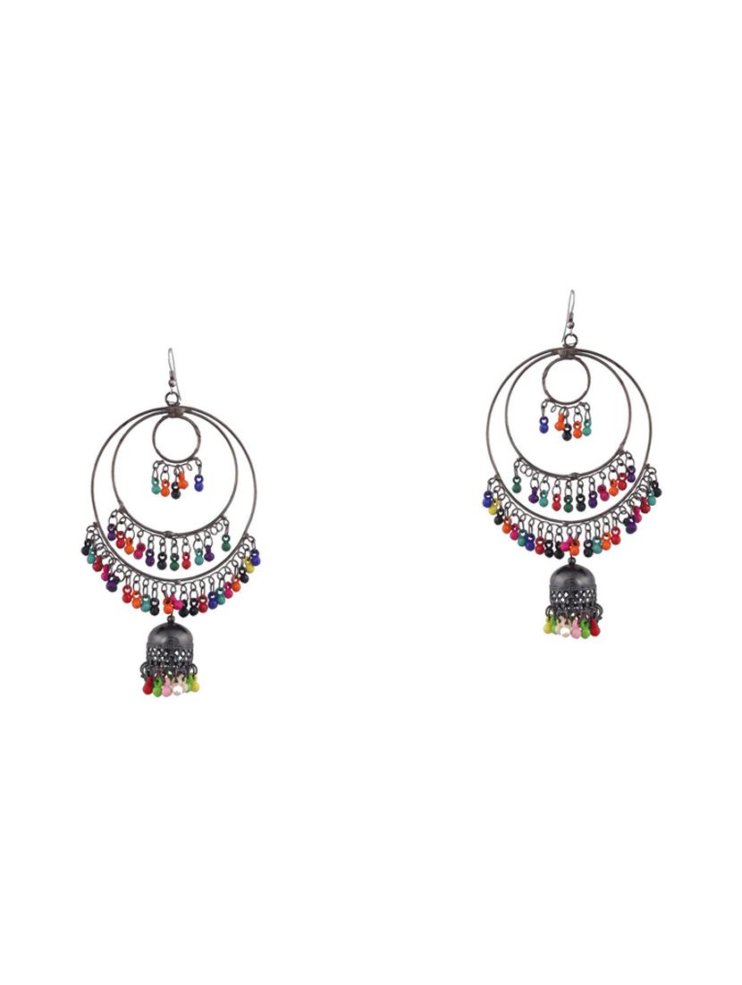 black metal jhumka earring - 16724740 - Zoom Image - 1
