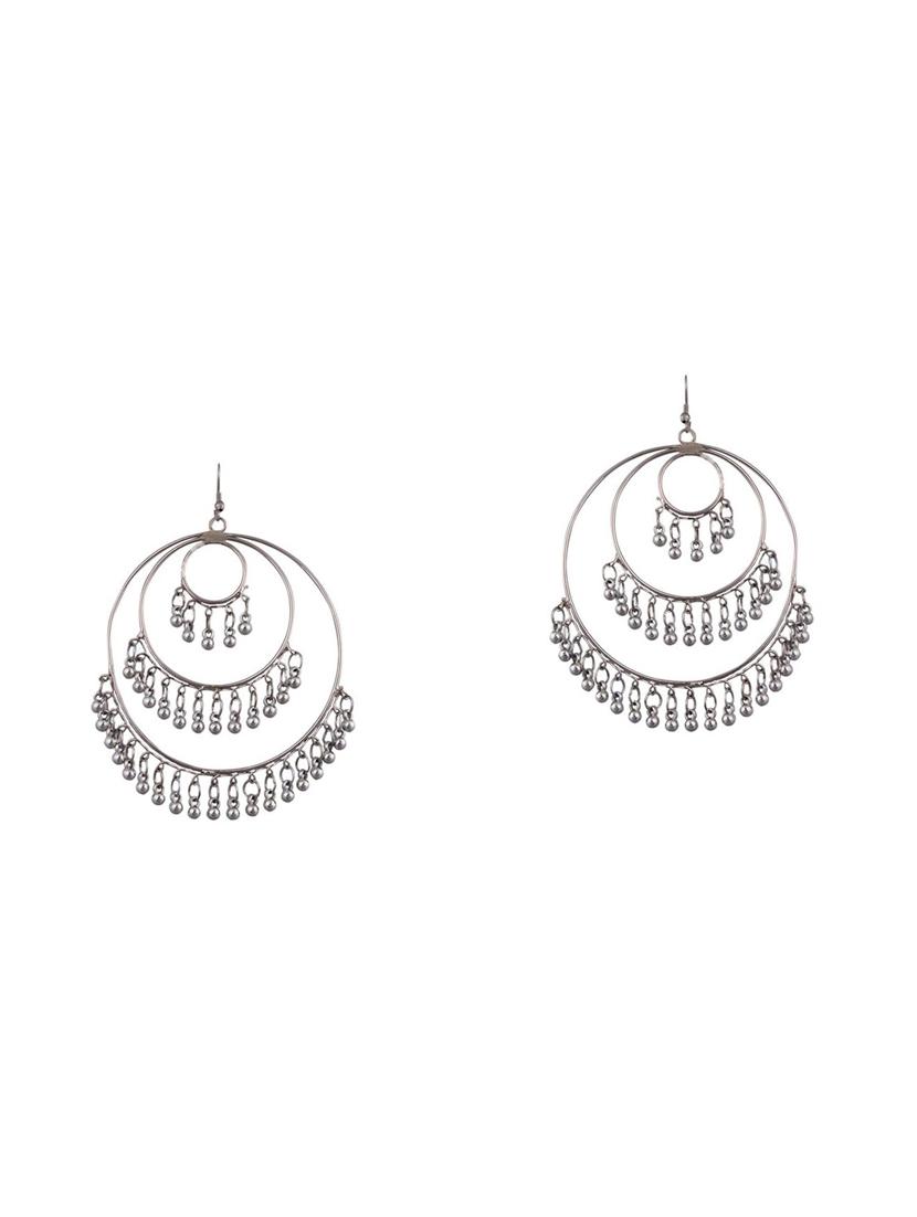 silver metal jhumka earring - 16724741 - Zoom Image - 1