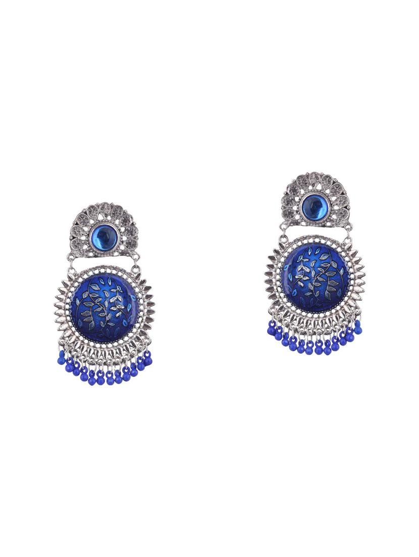 blue metal jhumka earring - 16724746 - Zoom Image - 1