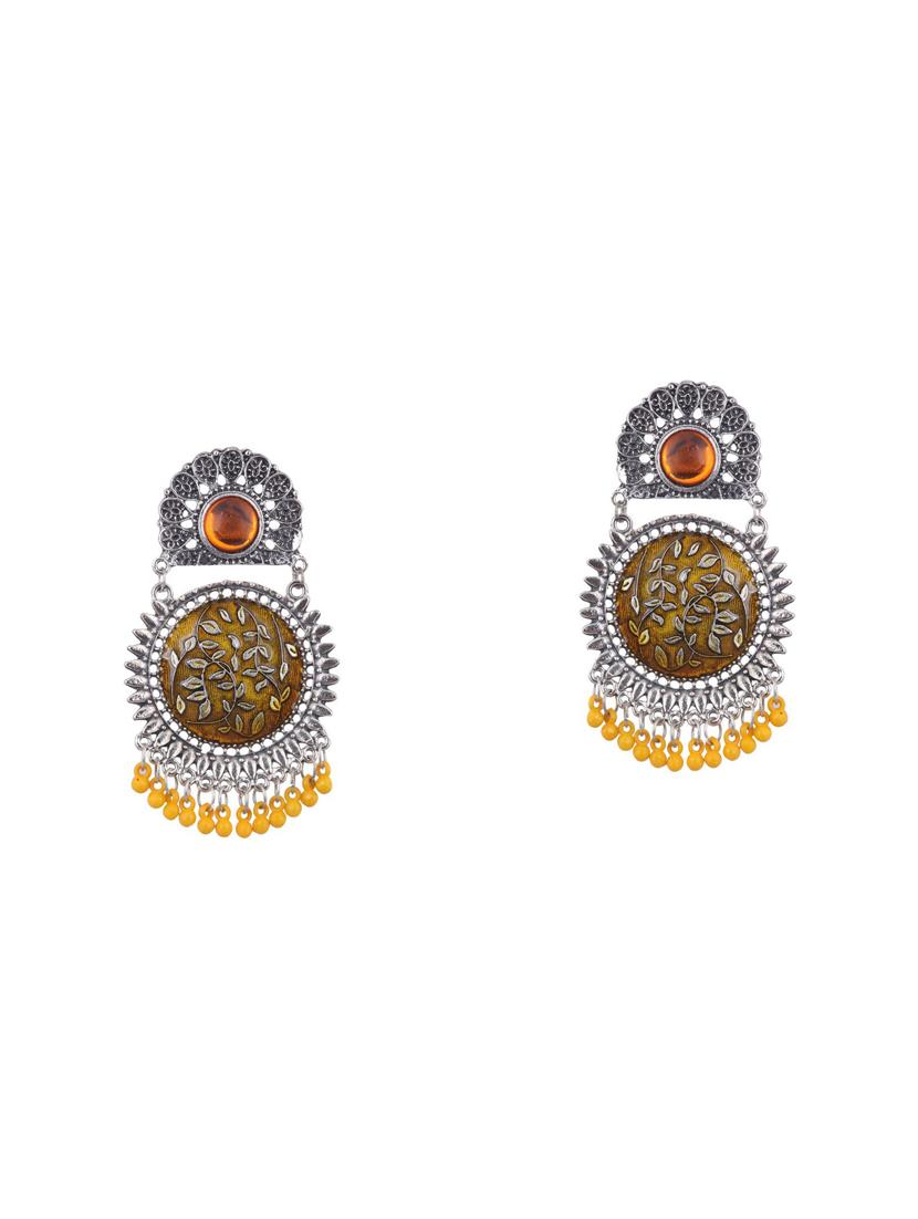 orange metal jhumka earring - 16724748 - Zoom Image - 1