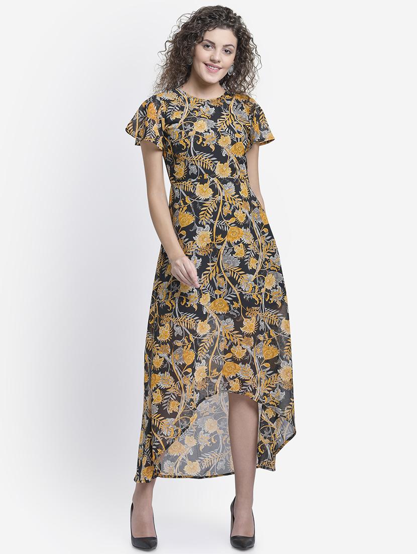 round neck floral high low dress - 16724782 - Zoom Image - 1