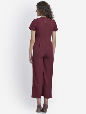 choker neck pleat detail full leg jumpsuit - 16724791 - Standard Image - 2