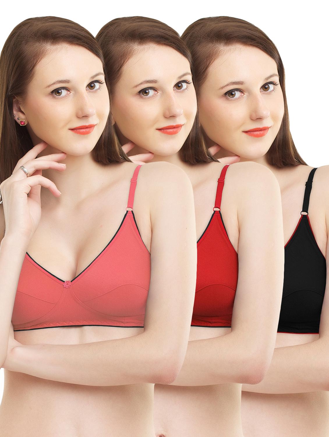 set of 3 lightly padded floral patch bra - 16724814 - Zoom Image - 1