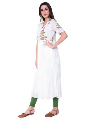 embroidered flared kurta - 16724881 - Standard Image - 2
