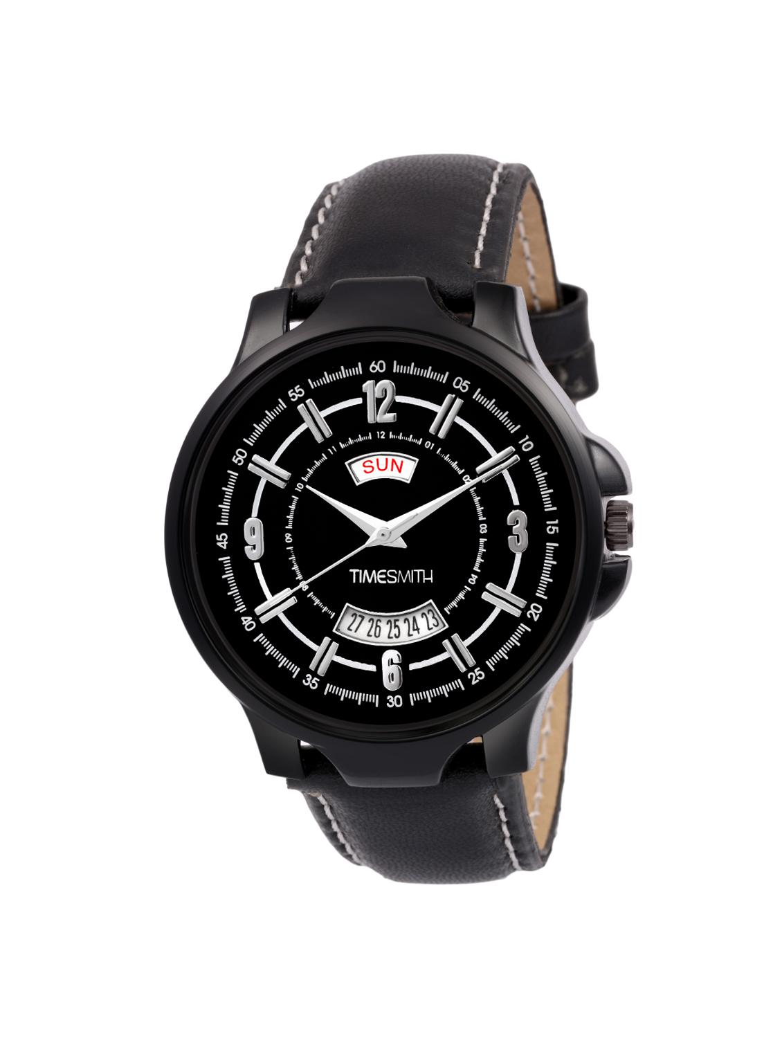 timesmith premium analog black dial black leather watch for men tsc-082ktd1 - 16725004 - Zoom Image - 1