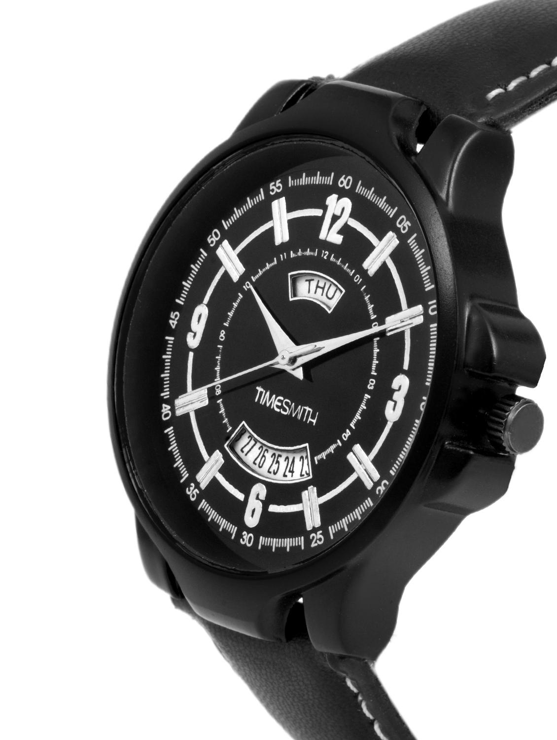 timesmith premium analog black dial black leather watch for men tsc-082ktd1 - 16725004 - Zoom Image - 2
