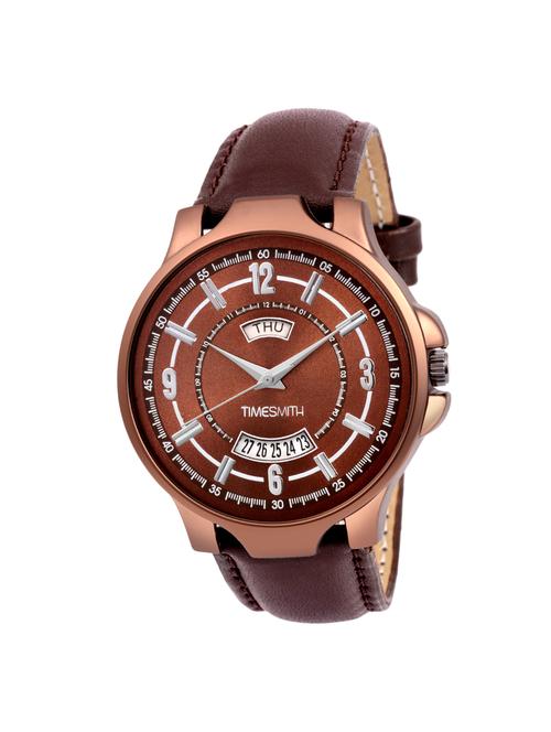timesmith premium analog brown dial brown leather watch for men tsc-085ktd1 - 16725007 - Standard Image - 1