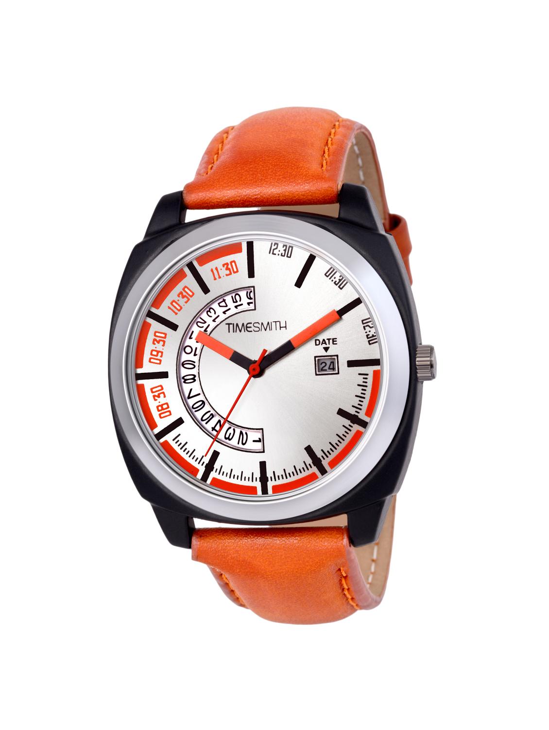 timesmith white dial brown leather analog watch for men tsc-103 ktd1 - 16725010 - Zoom Image - 1