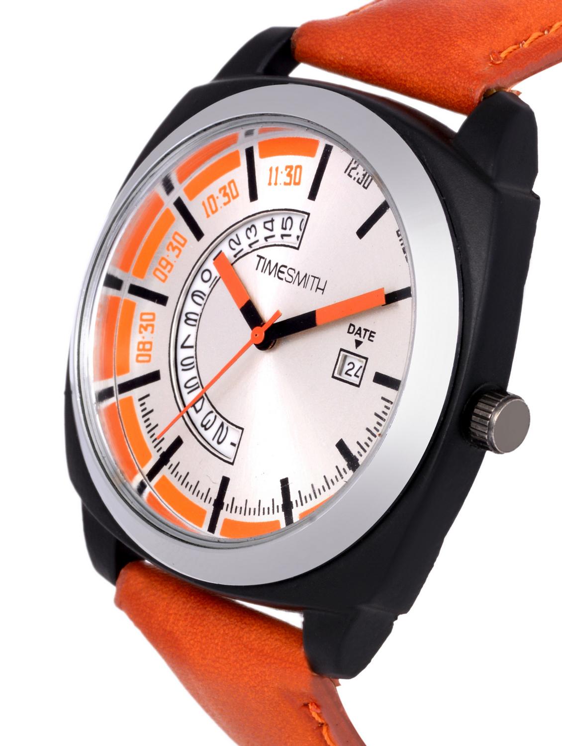 timesmith white dial brown leather analog watch for men tsc-103 ktd1 - 16725010 - Zoom Image - 2