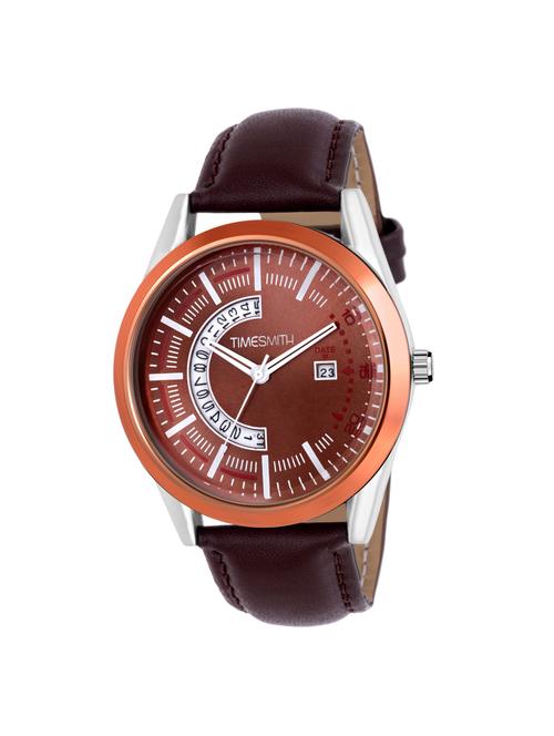 timesmith brown dial brown leather analog watch for men tsc-106 ktd1 - 16725013 - Standard Image - 1