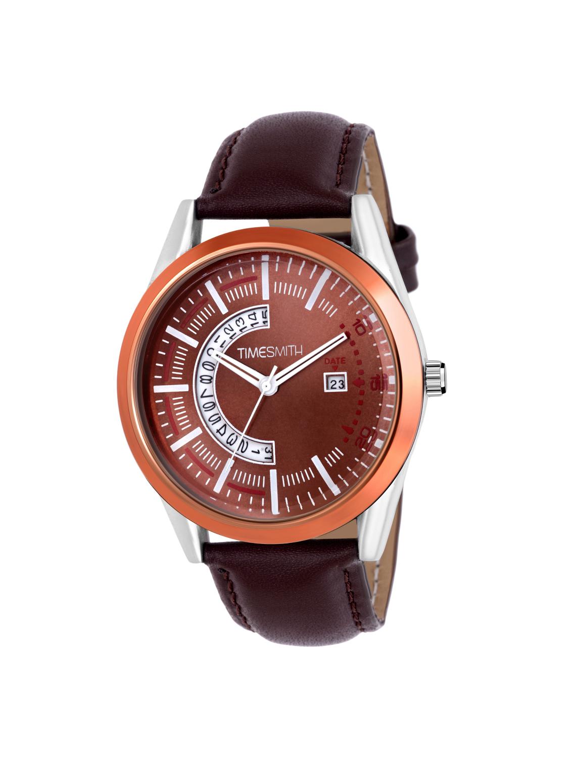timesmith brown dial brown leather analog watch for men tsc-106 ktd1 - 16725013 - Zoom Image - 1