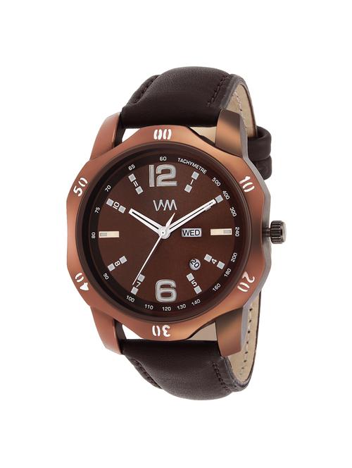 watch me brown dial brown leather strap genuine premium branded day date analog watch for men ddwm-111ktd1 - 16725128 - Standard Image - 1
