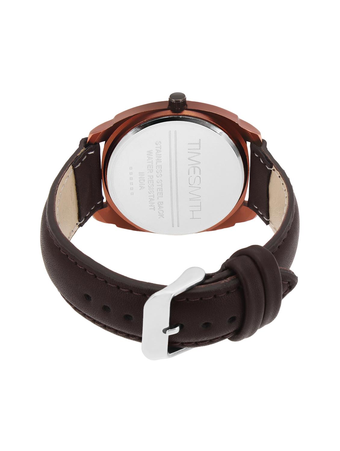 timesmith white dial brown leather strap genuine premium branded day date analog watch for men tsc-021ktd1 - 16725155 - Zoom Image - 3