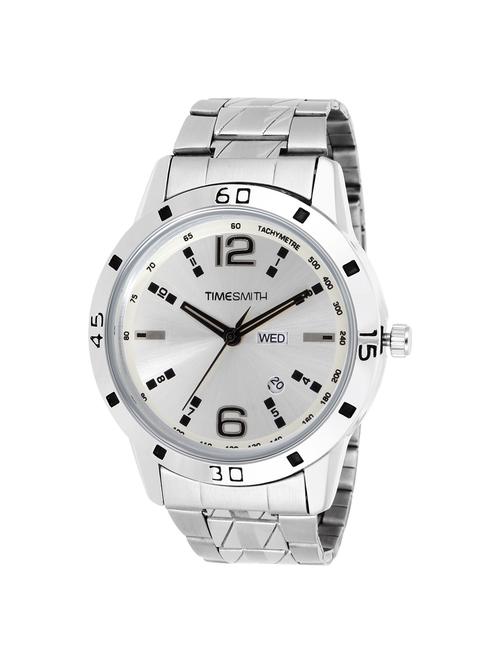 timesmith white dial silver stainless steel metal strap genuine premium branded day date analog watch for men tsc-022ktd1 - 16725156 - Standard Image - 1